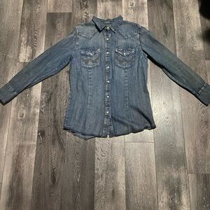 wrangler vintage pearl snap jean jacket
